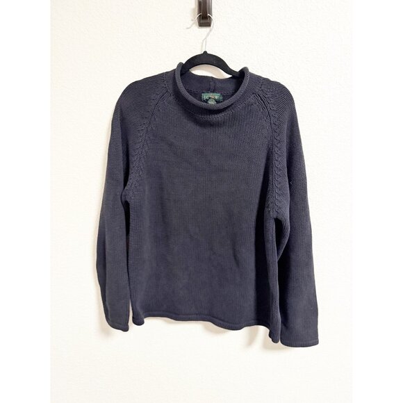 J.Crew Mens Vintage Sweater Roll Neck Oarsman Knit Fisherman Heavy Navy Small - Picture 1 of 4